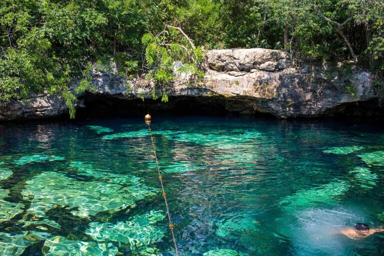 outside view of cenote azul in Playa del Carmen