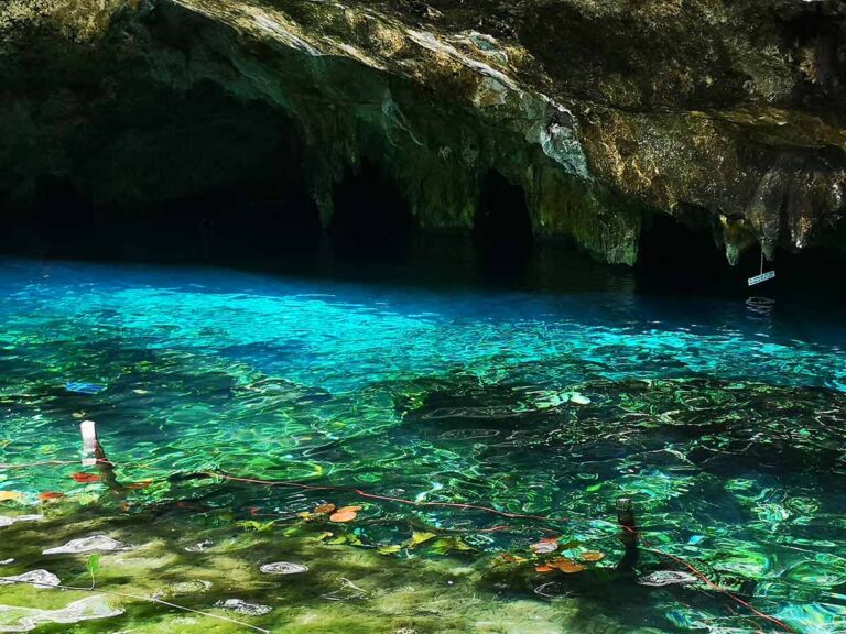 blue waters part of the cenote dos ojos near cancun