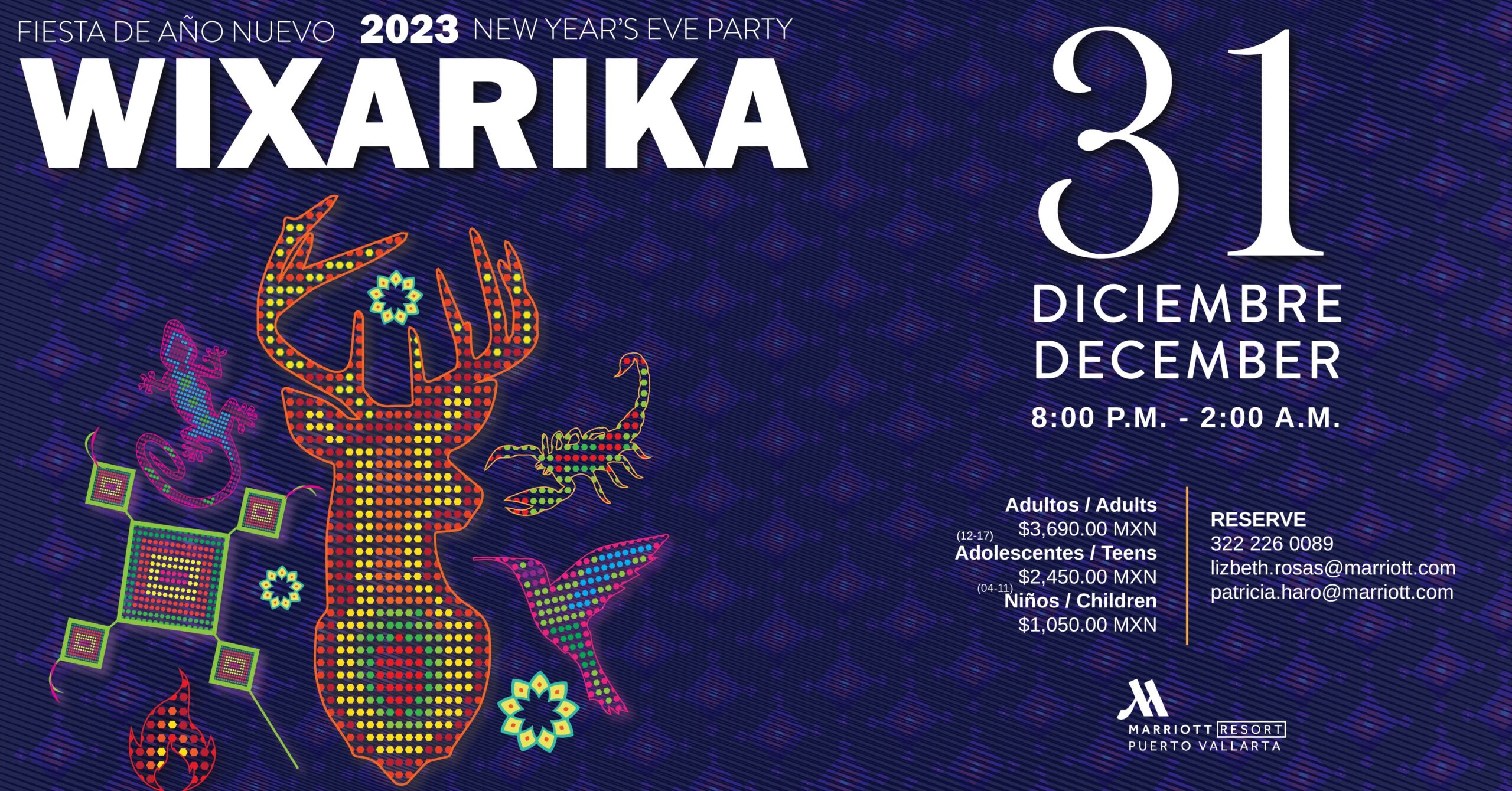 Poster of Wixarica party New Year's Eve at Marriott Puerto Vallarta