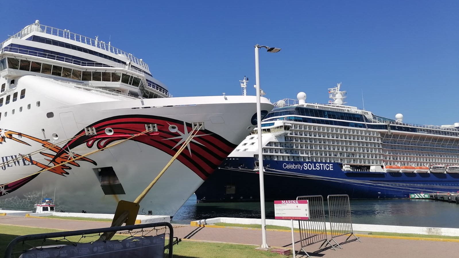 two cruise ships docked at Puerto Vallarta pier