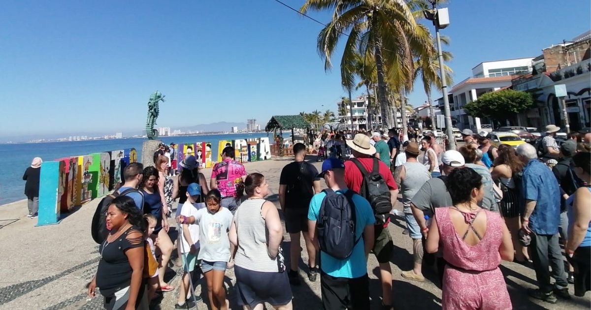 Tourists on the Malecon of Puerto Vallarta