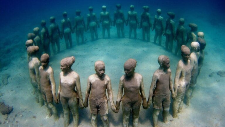 sculpture in the Underwater Museum in Cancun