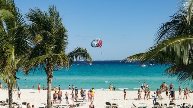 tourists on the beach in Mexico