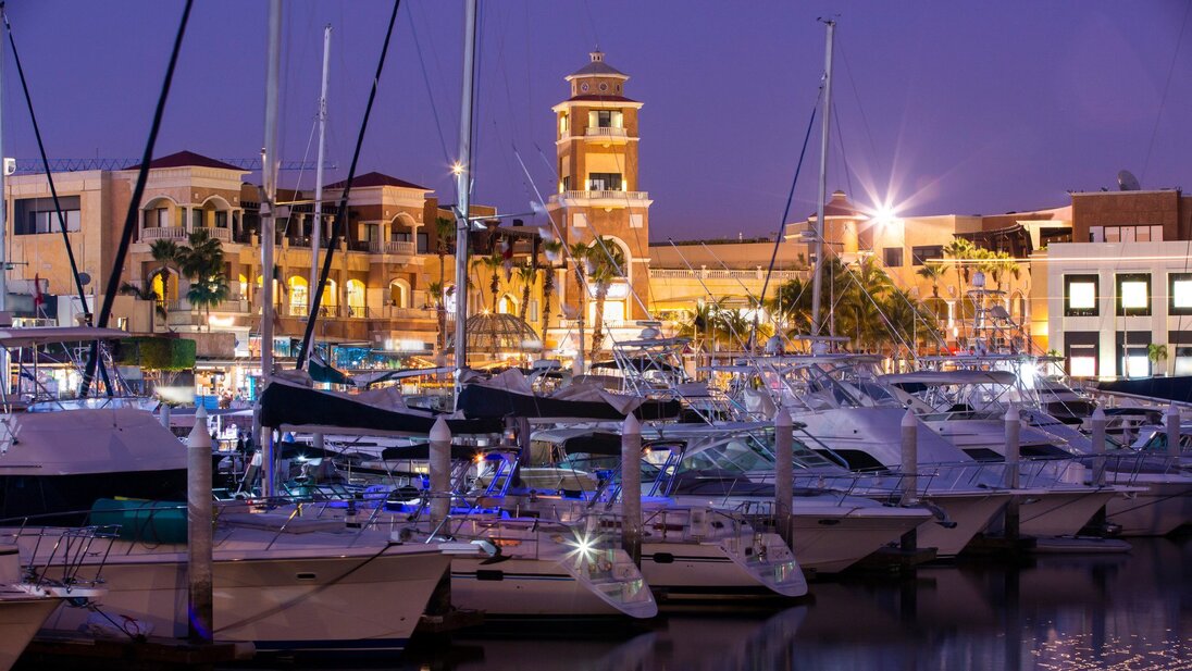 skyline of Los Cabos marina