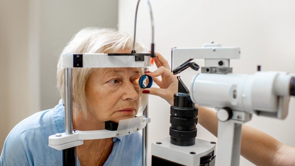 patient in an eye exam