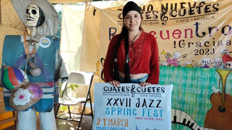 woman with puerto vallarta jazz festival poster