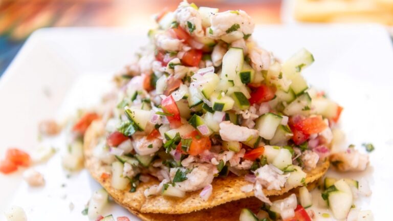 A tostada ceviche, sample of Puerto Vallarta seafood