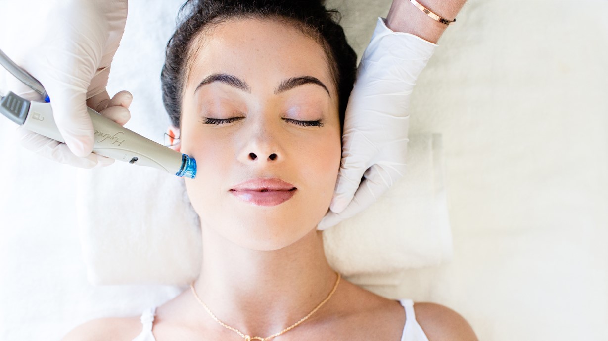 Woman having a hydrafacial