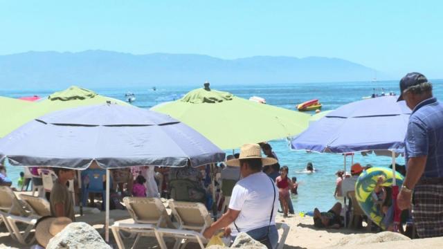 Puerto Vallarta beach crowded with tourists