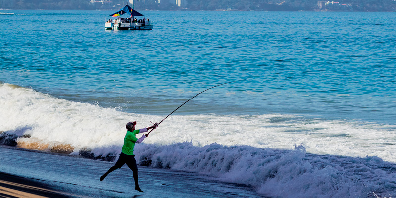 Angler fishing on Puerto Vallarta shore