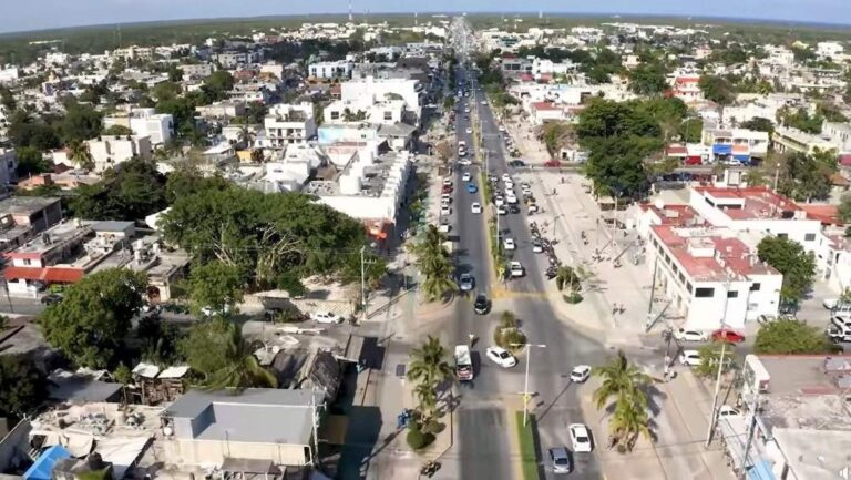 Aerial view of Tulum main avenue