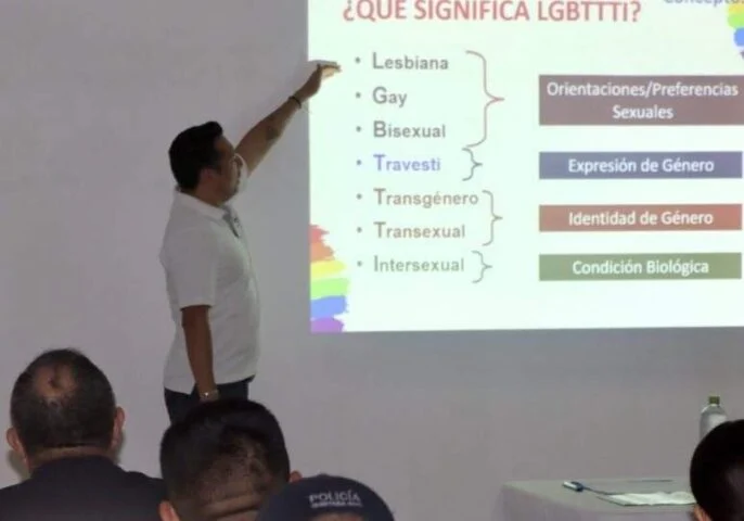 Officer presenting LGBTQI policing course