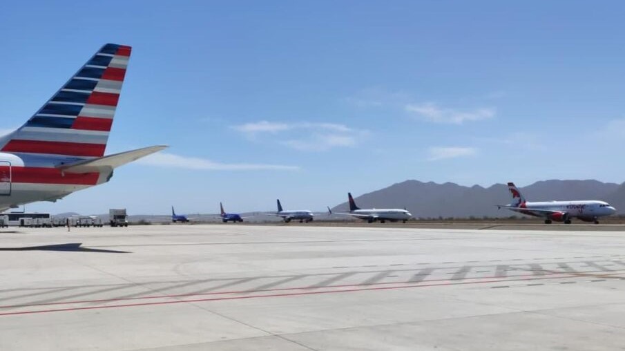 Airplanes on a runway