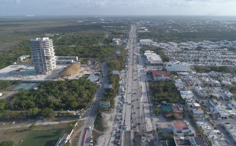 Aerial view of Cancun main avenue