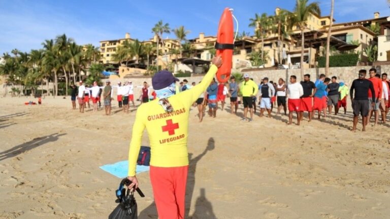 Los Cabos lifesaver in training course on the beach