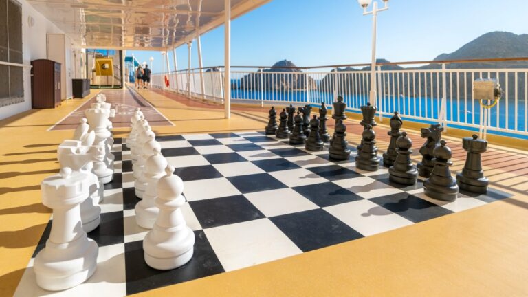 A giant chess board on a cruise ship at Los Cabos