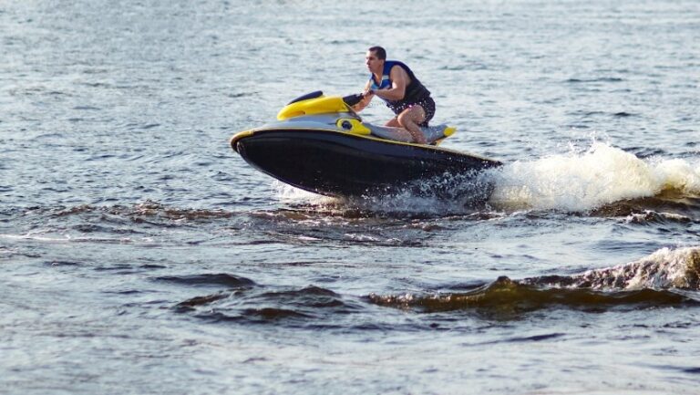 Man jet skiing on the ocean