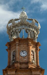 Tower and crown of the church of Our Lady of Guadalupe