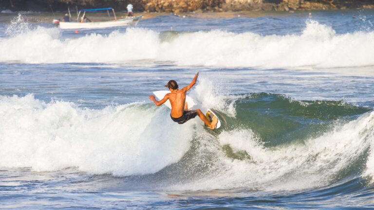 Surfer riding the waves 