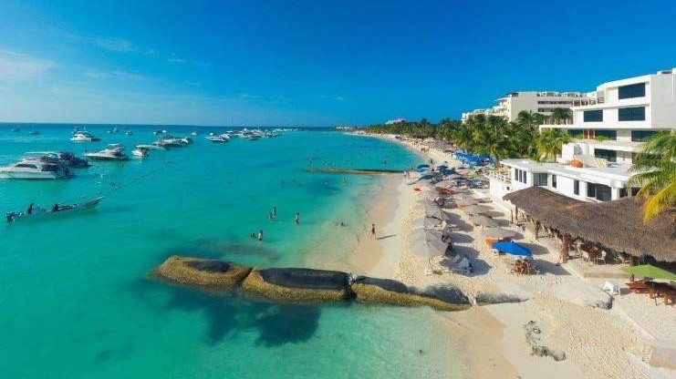 Aerial view of Costa Mujeres beach