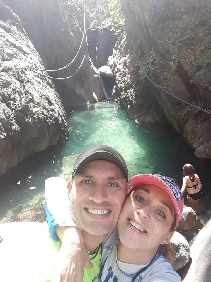 Cesar Medina and wife Zindy Carrasco in Palo Maria waterfall in Puerto Vallarta