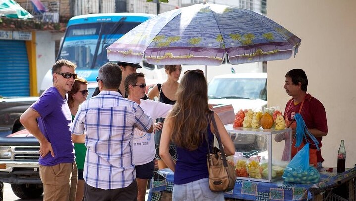 People eating at a street stand in Pitillal, Puerto Vallarta