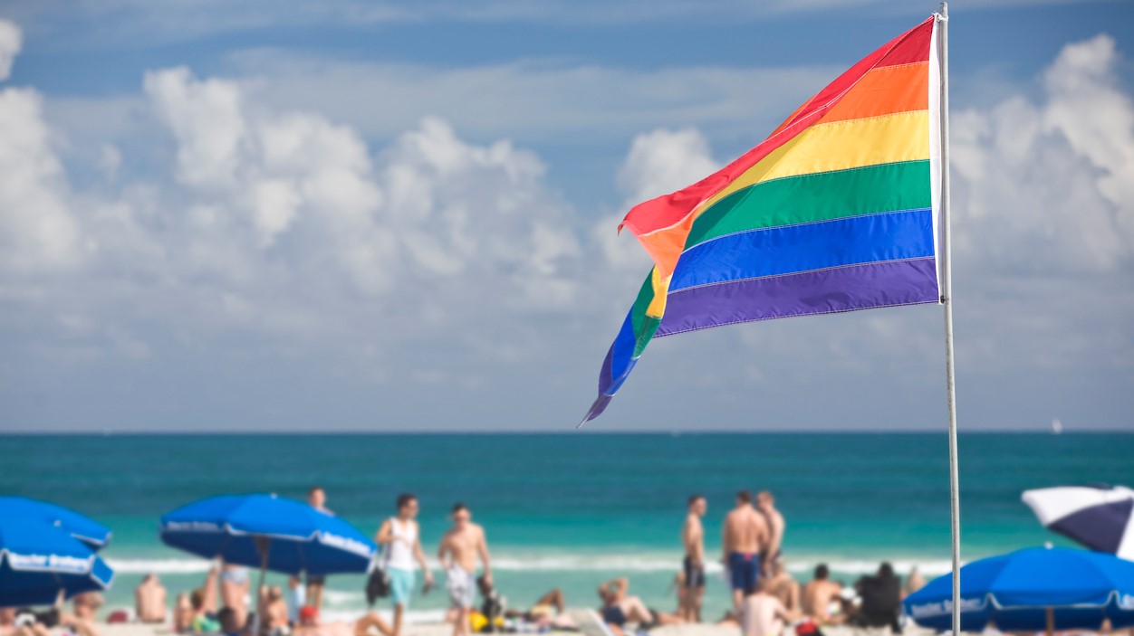 Gay pride flag in Cancun Beach
