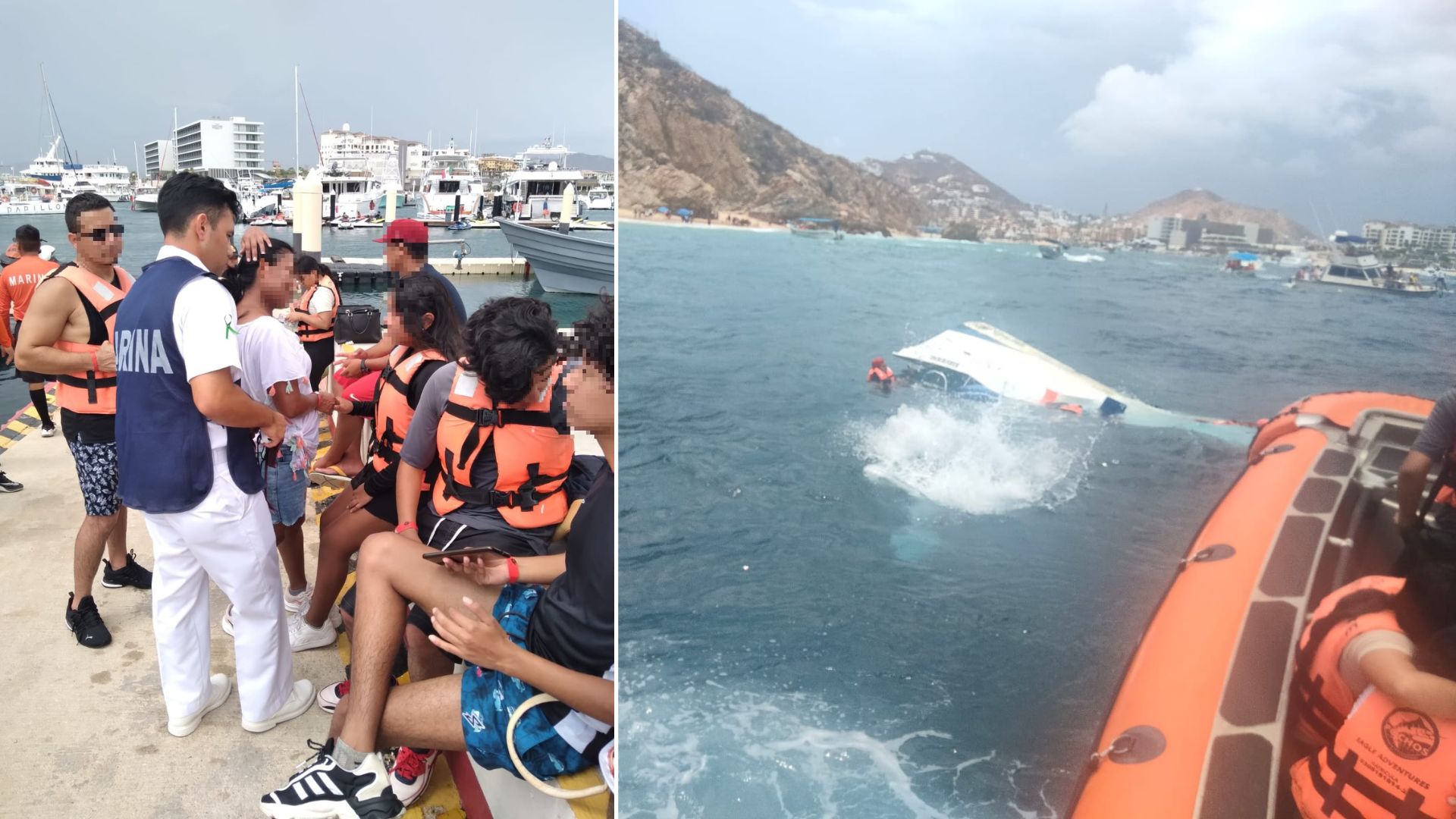 Tourists being rescued in Los Cabos