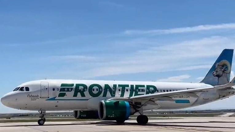 Frontier airlines airplane parked