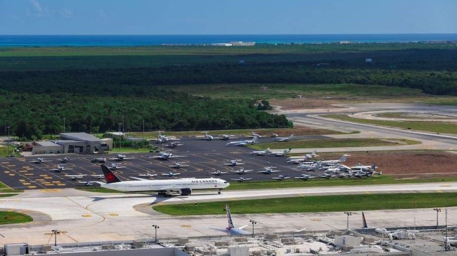 Aerial view of Cancun airport