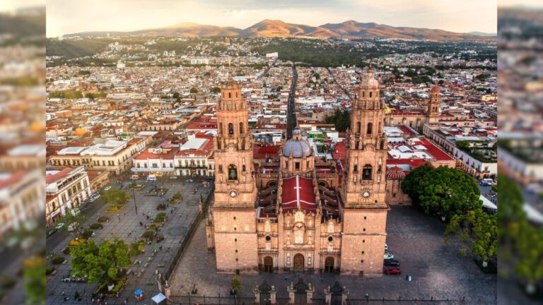 Morelia Cathedral and downtown area