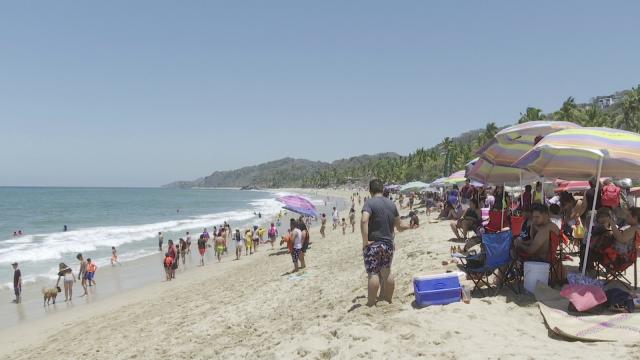 Tourists on a beach in Riviera Nayarit