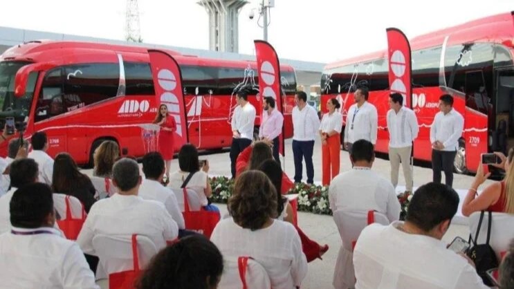 Officials inugurating ADO buses