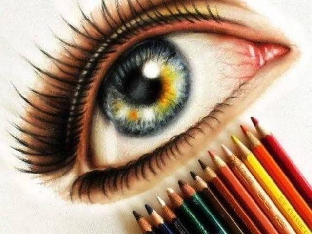 eye drawn in dry techniques