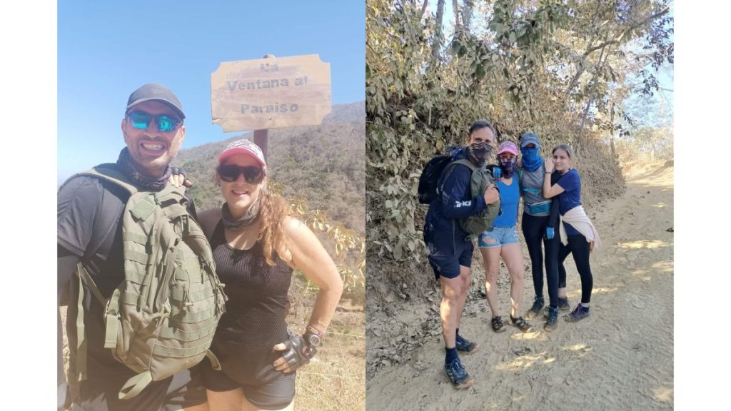 two couples posing during the hiking to El Salto fall