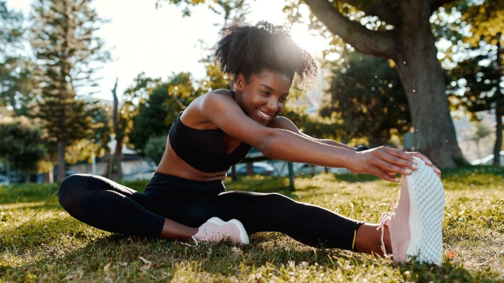 woman practicing physical mobility in the country