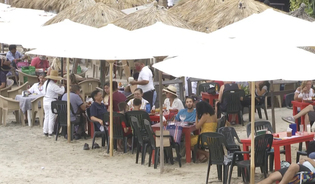 Food stands on the beach in Puerto Vallarta