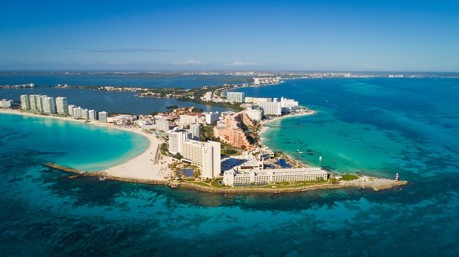 Aerial view of Cancun