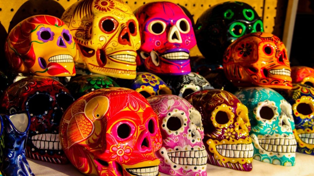 Colorful Day of the Dead skulls