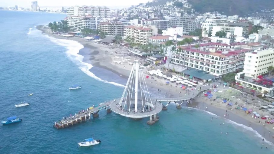 Aerial view of Los Muertos pier