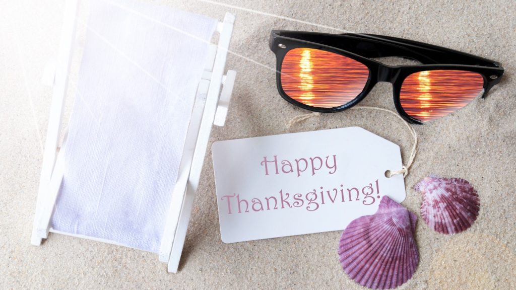 Thanksgiving items on the beach