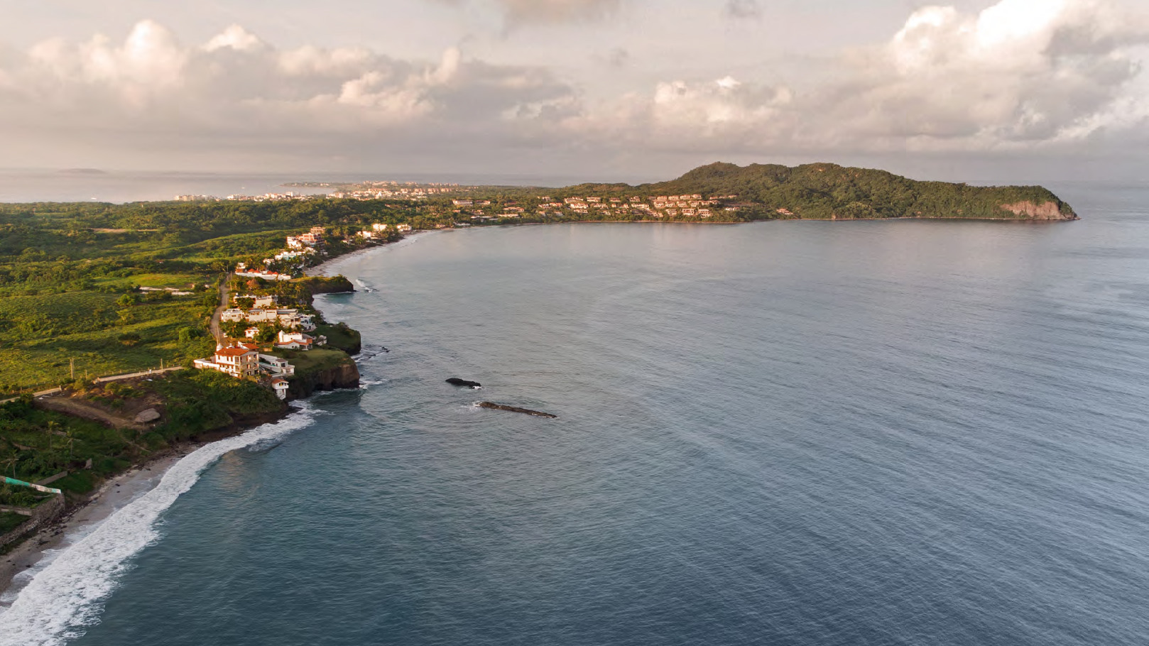 Sunny beautiful Aerial View of Punta De Mita Mexico