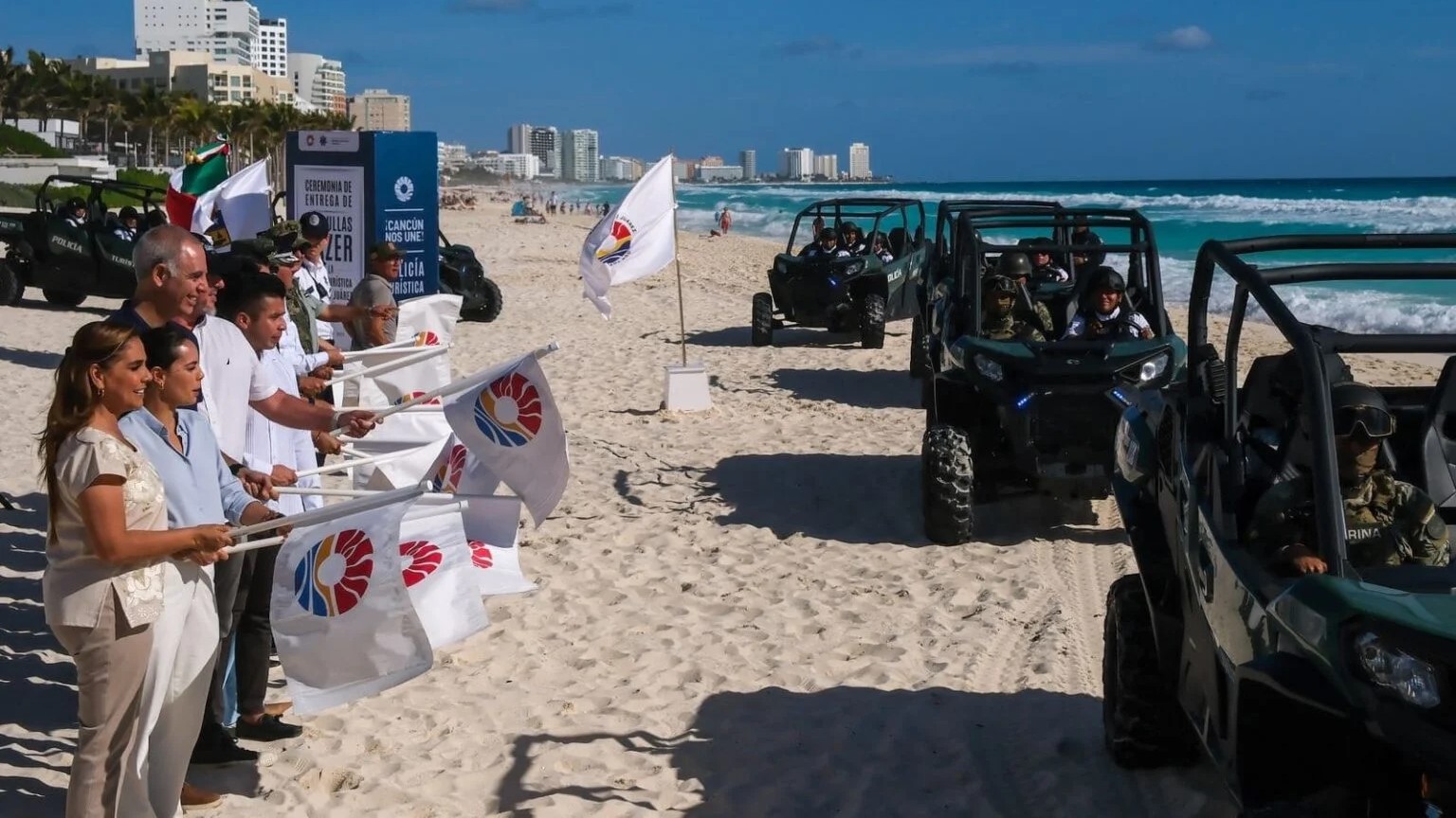 ATV fleet being deliverd on Cancun beach