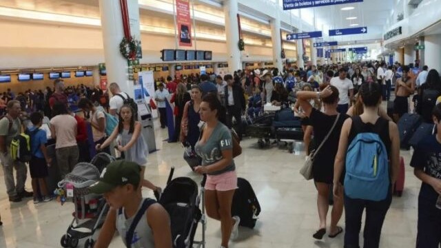 Tourists in Cancun airport