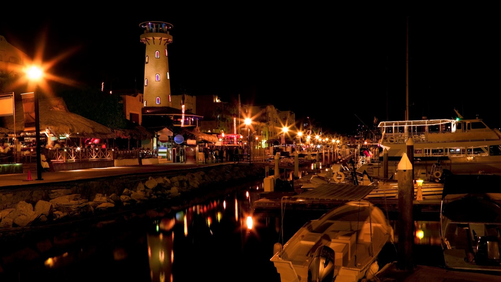 Night view of Cabo San Lucas marina