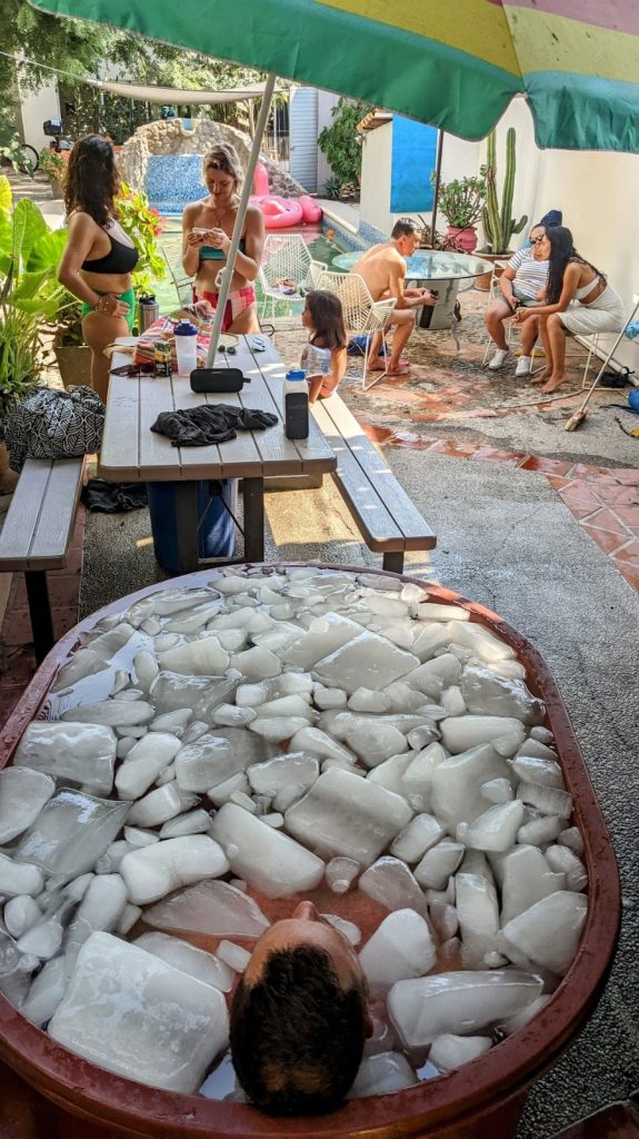 Family enjoy Ice Bath Therapy