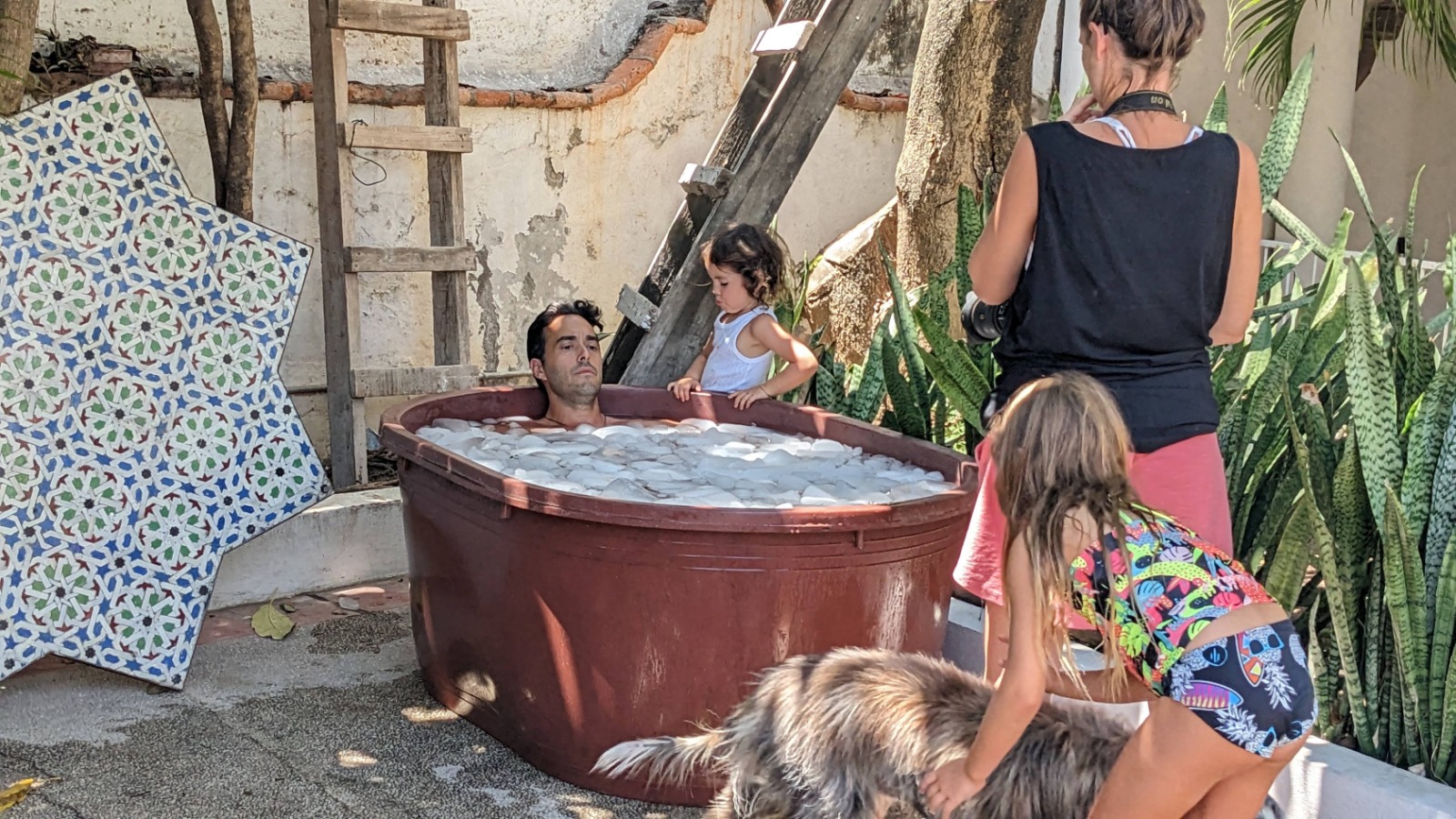 Man in Ice Bath Therapy