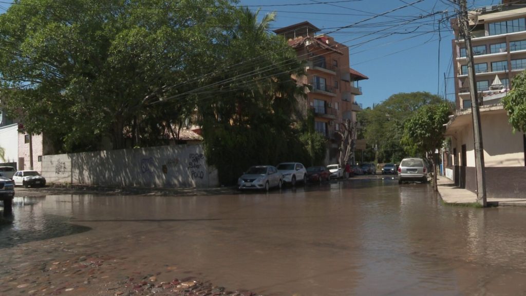 Water spill on road