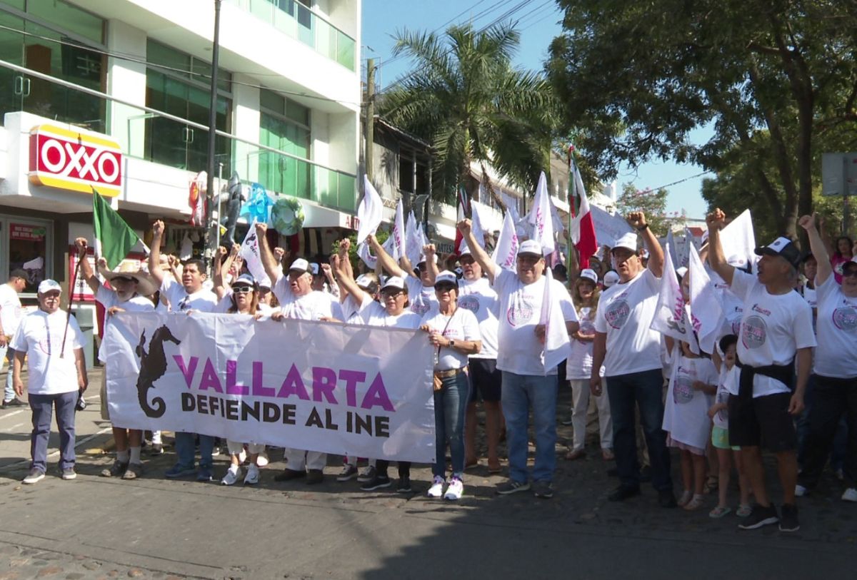 Vallarta citizens defending INE and democracy