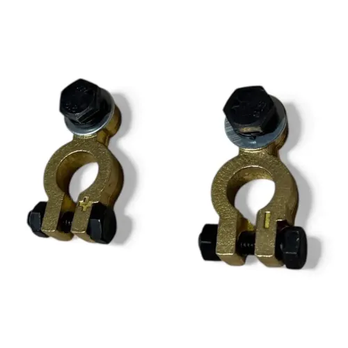 Set Borne Baterie din Alamă (+ și −) pentru Auto, Tractoare și Utilaje